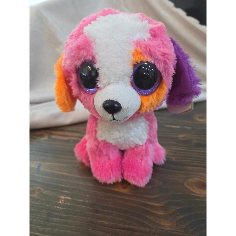 Ty Beanie Boos Precious Pink Dog Plush Stuffed Animal Glitter Eyes 6 inch large